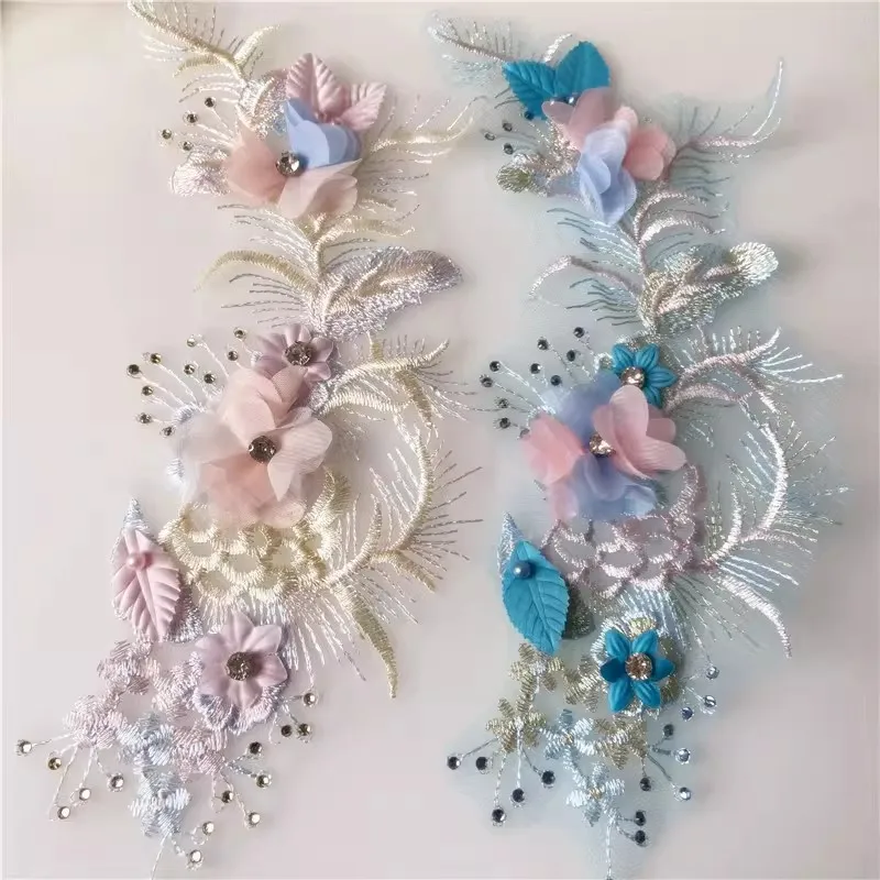 

5 шт. нашивок для одежды с цветочным декором, модные тканевые аппликации для ручной вышивки, 3D-вышивка бисером, нашивки для одежды