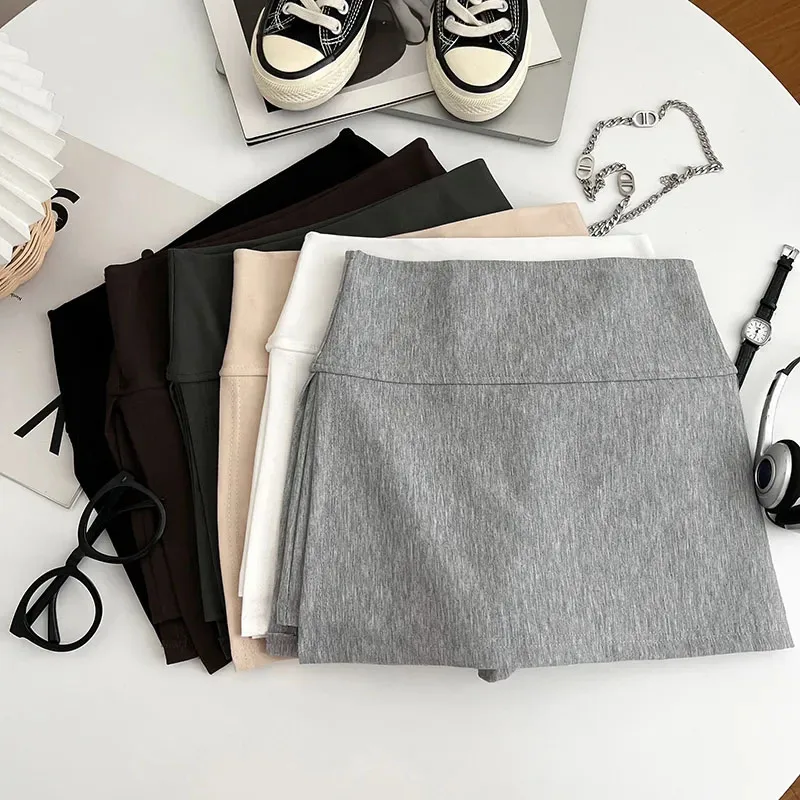 

Xpqbb Summer High Waist Skirt Women Sexy Skinny Side Split Package Hip Skirts Woman Fashion Wild Anti-glare Shorts Mini Skirt