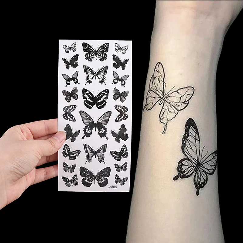 1 Sheet Waterproof Temporary Tattoo Sticker 3D Butterfly Fake Tattoo Leg Arm Art