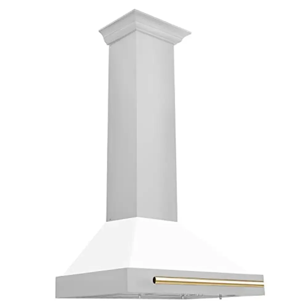 Convertible Stainless Steel Range Hood with Polished Gold Accents- Easy Control Fan Speed & Lighting- 400 CFM- Dishwasher-Safe