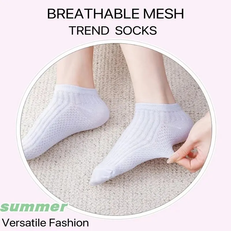 5 Pairs Women Socks Free Size Pink White Rose Gray Light Pink Breathable Sports Solid Color Boat Socks Soft Summer Girls Socks