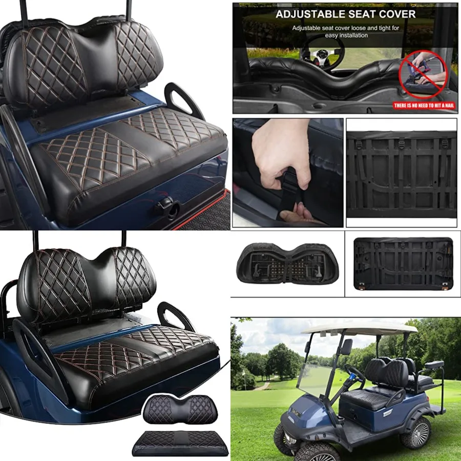 

Golf Cart Diamond Seat Covers Kit, Fit for Club Car Precedent OEM Standard Front Seat Cushion, Golf Cart Vinyl Seat Cover, No N