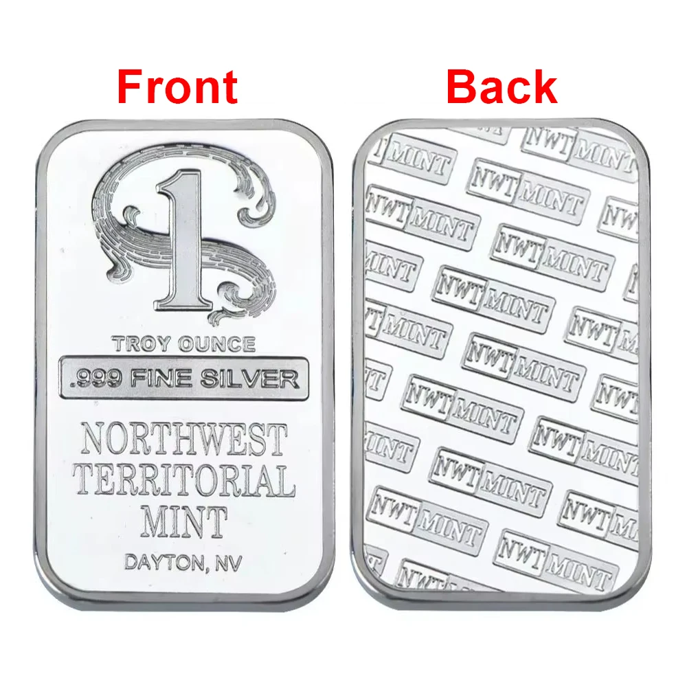 5pcs Northwest Territorial Mint Silver Replica Metal Bars NWT Mint Collectible Bullion Bar Souvenir Coin Bar Gift for Collection