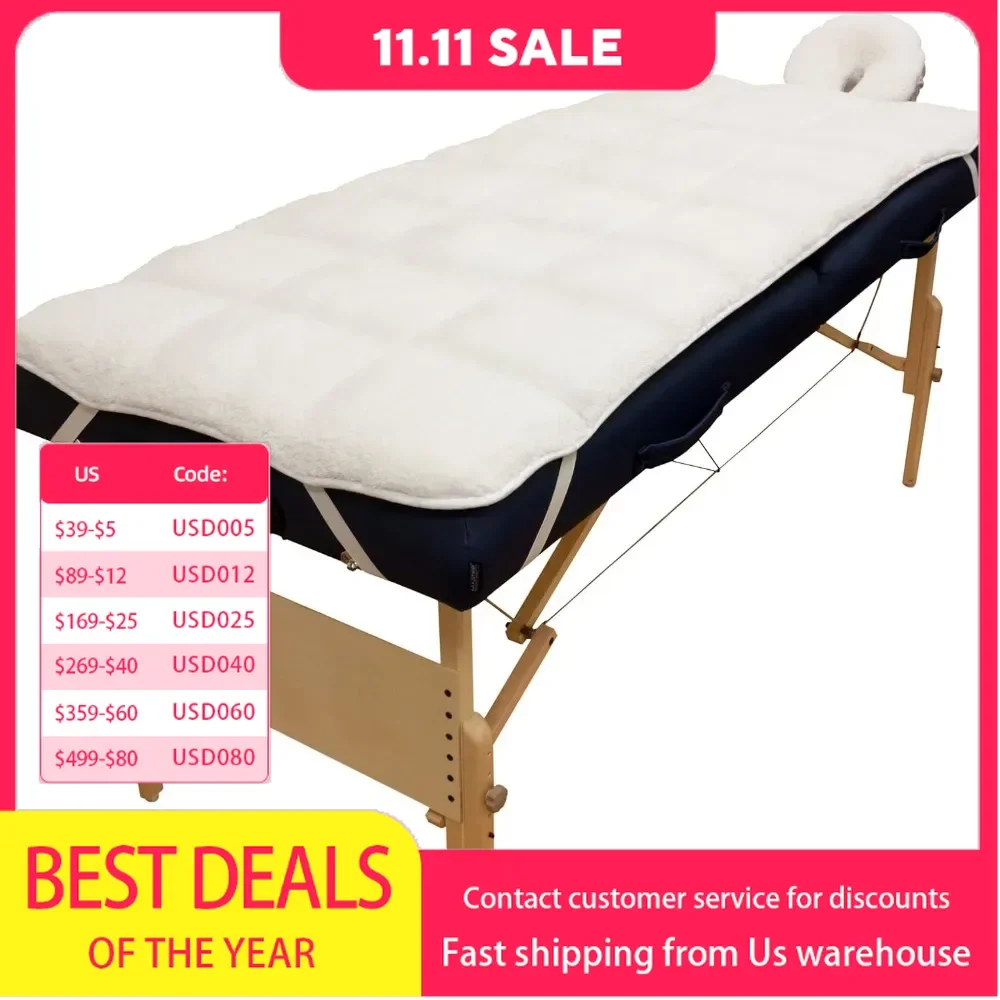 Massage Bed,  Abundance Deluxe Quilted Fleece Massage Table Pad Set. Includes Face Cradle Cover & Table Pad. Microfibe