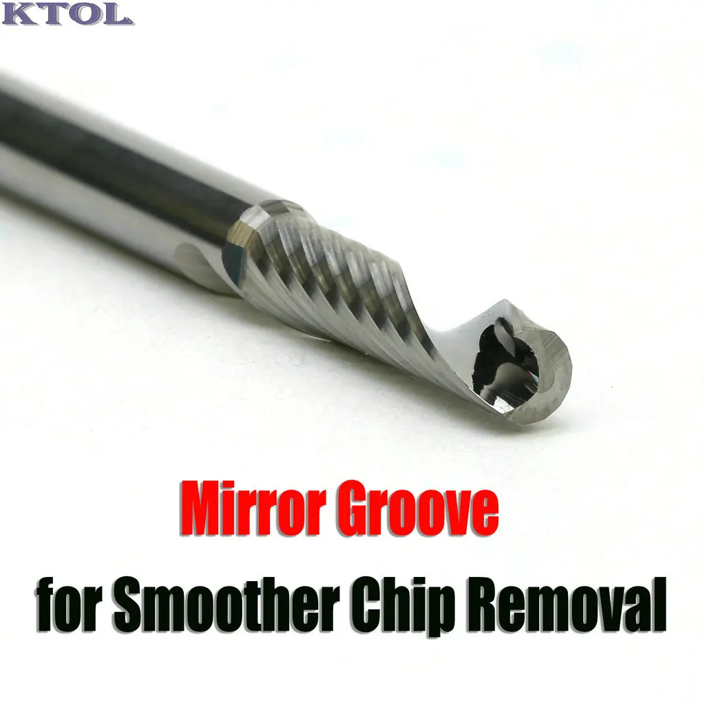 Punta per fresa da taglio acrilica a flauto singolo da 5/6 mm, taglierina per incisione, set di utensili per fresatura CNC, fresa in MDF in carburo importato a spirale 3 pezzi