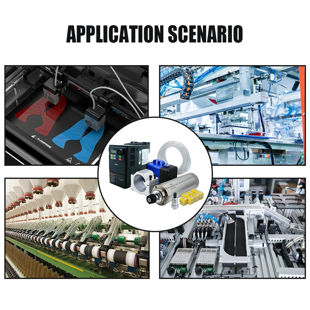 مجموعات محرك المغزل المبرد بالماء 1.5 كيلو وات محول VFD ، دورة في الدقيقة ER11 Collets لآلة الطحن والحفر باستخدام الحاسب الآلي