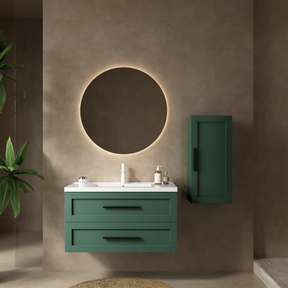 

36" Bathroom Vanity with Sink, Modern Wall-Mounted Floating Bathroom Storage Cabinet with 2 Drawers (NO side cabinet)