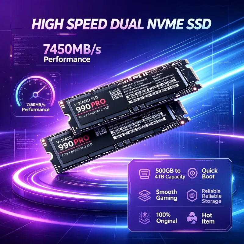 Leer y Escribir para Mini PC, Computadora de Escritorio, Portátil, Ultra Duradero, Pro Max, Alto Rendimiento, Compacto, M.2 NVMe PCIe 4.0 SSD 1TB 7400MB/s