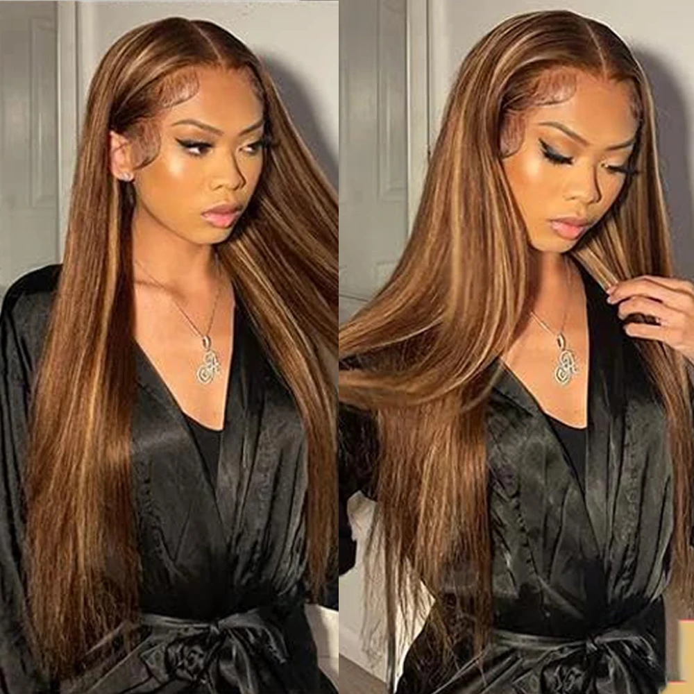 

Highlight Wig 13x4 Hd Lace Frontal Wigs Natural Human Hair Hairline PrePlucked 4x4 Honey Blonde Straight Lace Front Wigs 180%