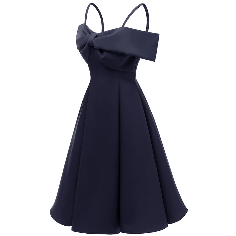 Elegante ragazza signora festa di nozze banchetto Sexy Ball Dress breve laurea abiti da damigella d'onore blu Navy rosso scuro abito nero