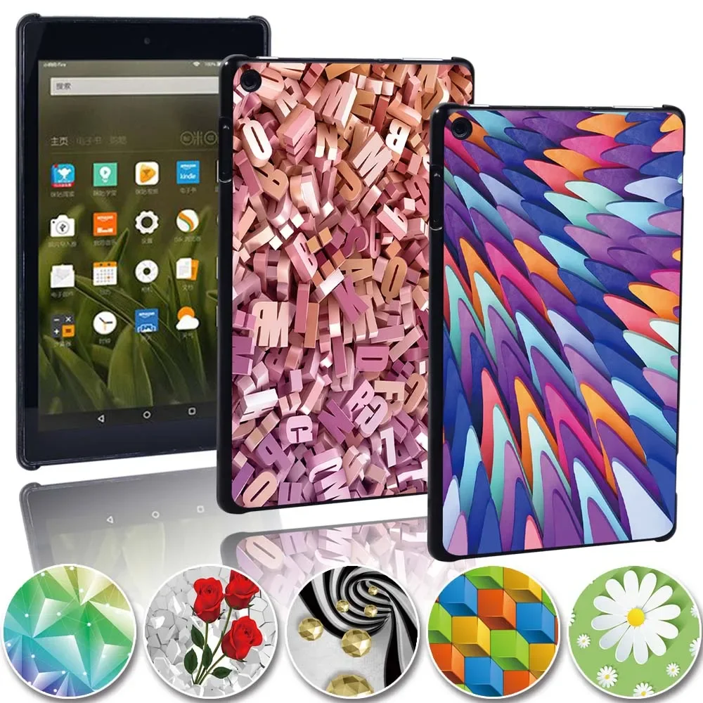 

Printed 3D Art Tablet Shell Cover Case for Amazon Fire 7 (5/7/9th)/Fire HD 8 (6/7/8th)/Fire HD 10 (5/7/9th) Case + Pen