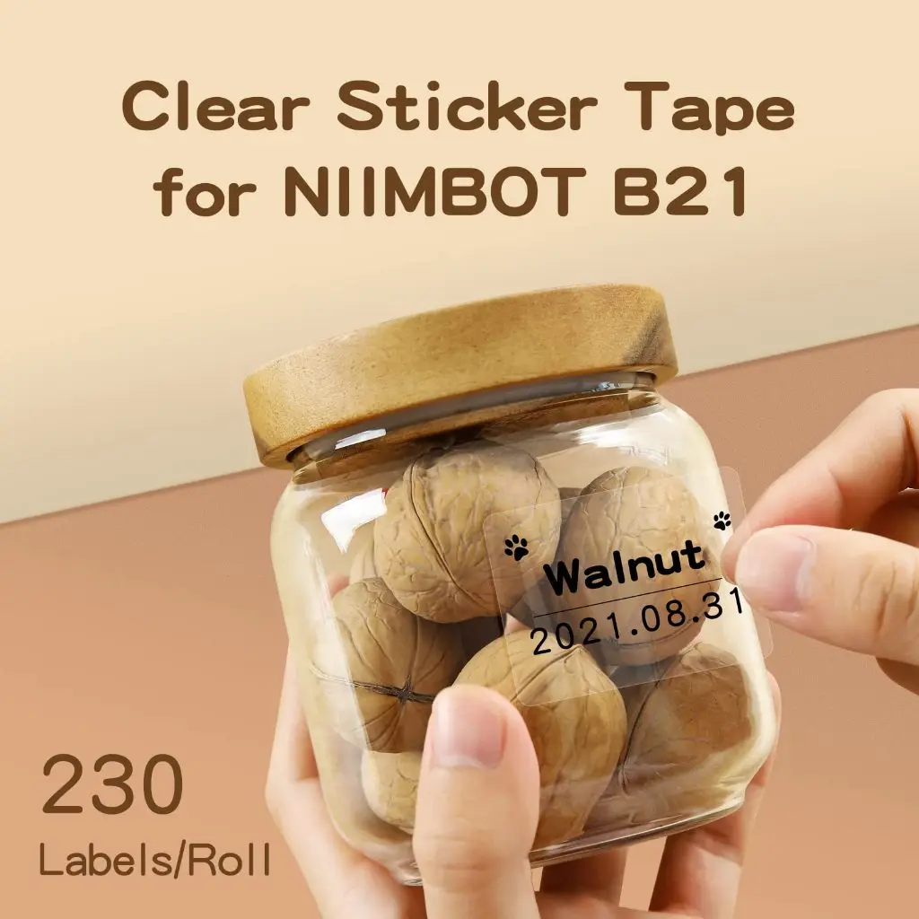 Niimbot B21/B1/B3S Transparent Label Printing Paper Name Sticker Waterproof Thermal