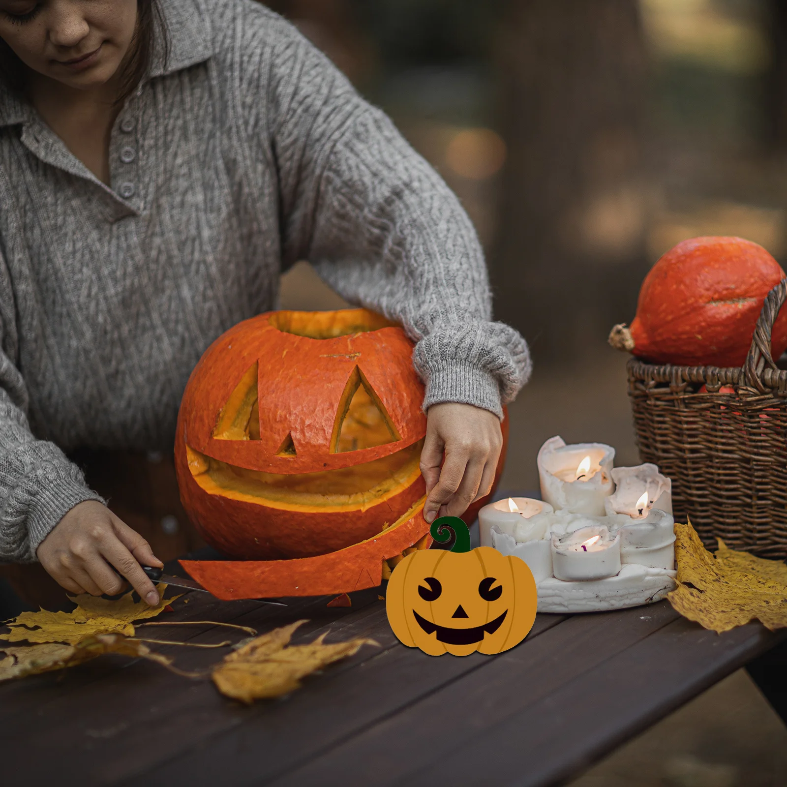 1 set White Embryo Pumpkin Wood Boards Halloween Diy Decorations Natural Wooden Crafts For Party Supplies Gifts