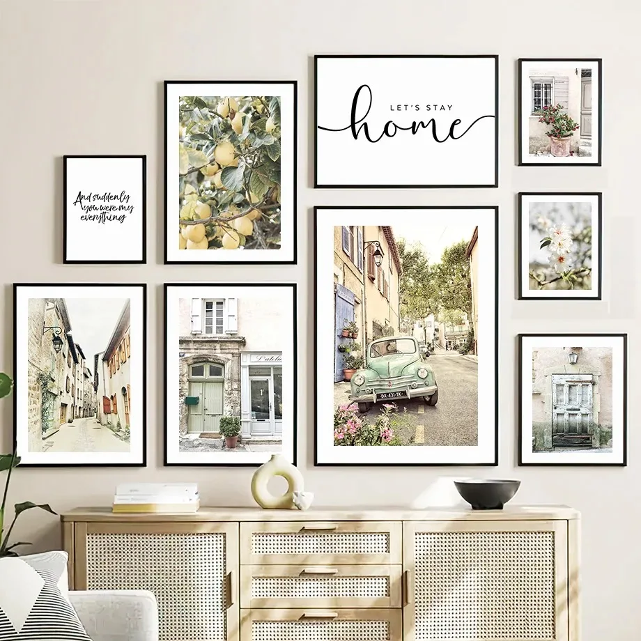 1pc frameless Canvas Painting Vintage Car Door Bicycle Modern Lemon Quotes Canvas Painting Posters and Prints Wall Art Picture F