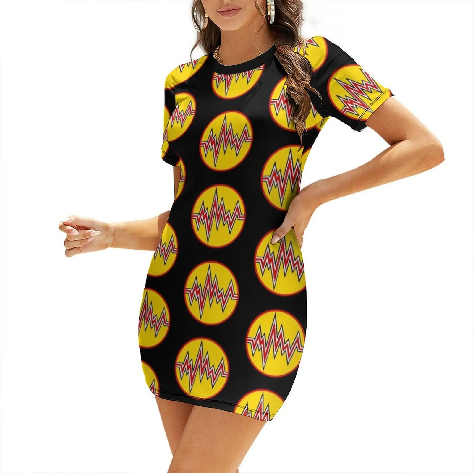 

Electric Mayhem drum Short-Sleeved Dress women's evening dresses dresses for prom