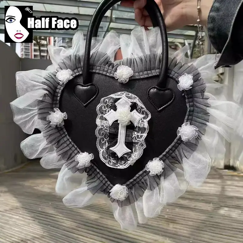 Y2K dziewczęce Harajuku damskie gotyckie Steam Punk jedno ramię subkultura pod pachami czarna perła Lolita projekt łańcucha torby Crossbody