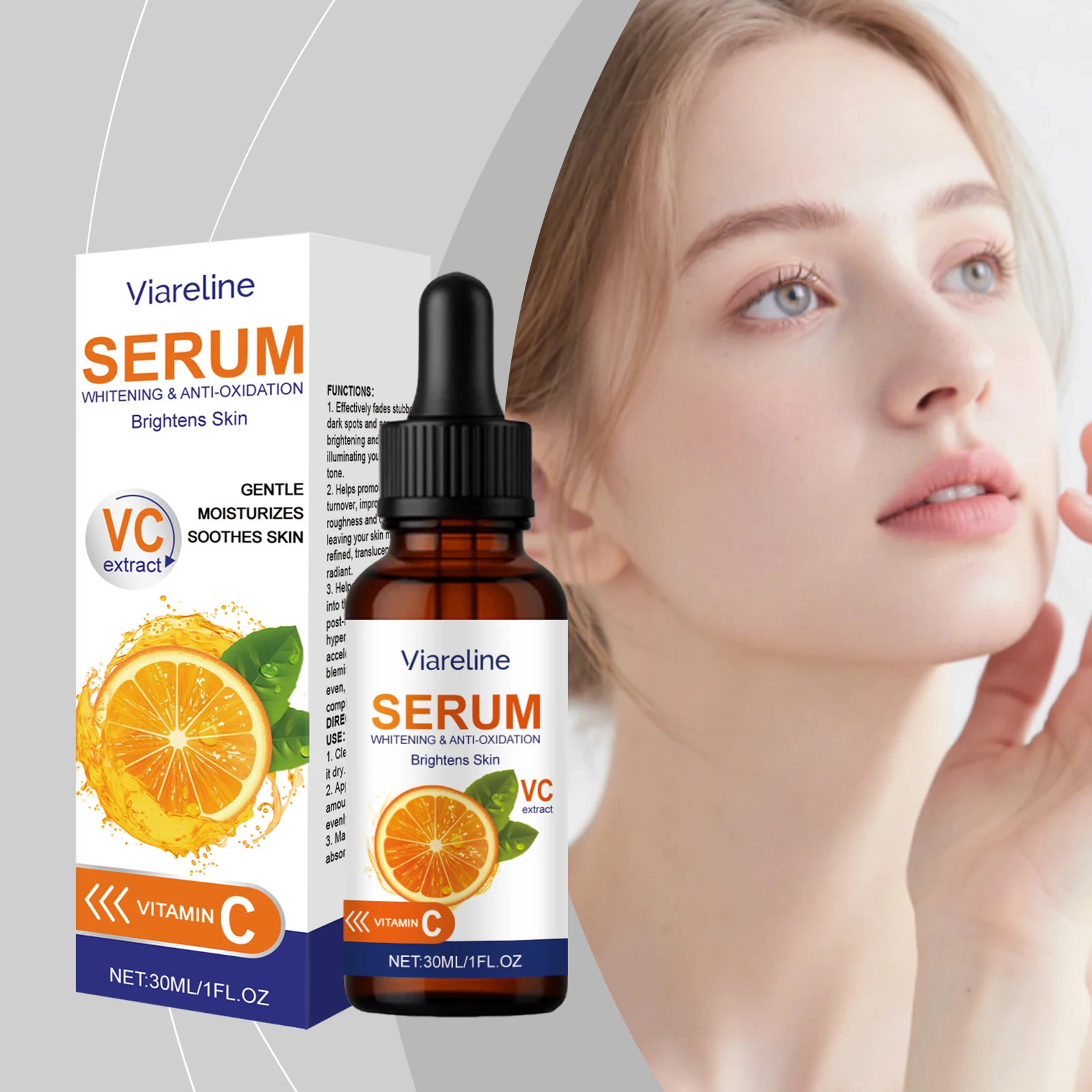 

Vitamin C Brightening Facial Serum Nourishes Skin Aids Soft Hydrated Look Promotes Radiance Supports Daily Moisturizing Skincare