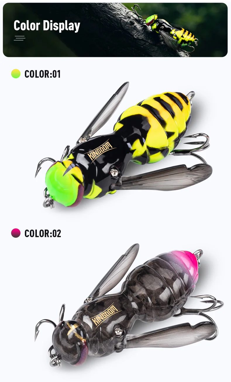 Kingdom Wasp Crawl Bait Schwimmender Angelköder 4,2g/40mm 6,6g/48mm Insekten-Bionik-Swimbaits Oberflächenköder Künstlicher Harter Köder – Detail 14