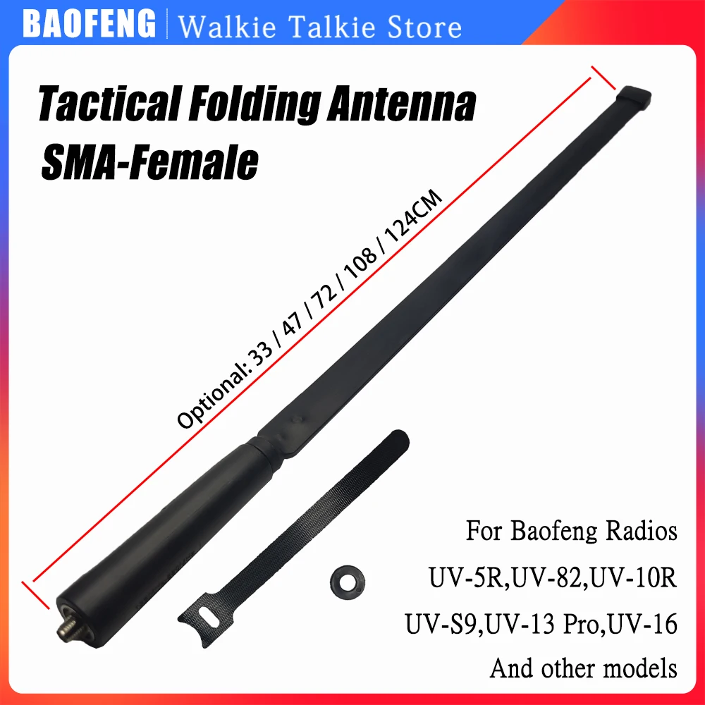 Baofeng-antena táctica plegable para walkie-talkie, UV-5R, UV-82 Plus, Radio bidireccional, antena táctica CS, SMA hembra