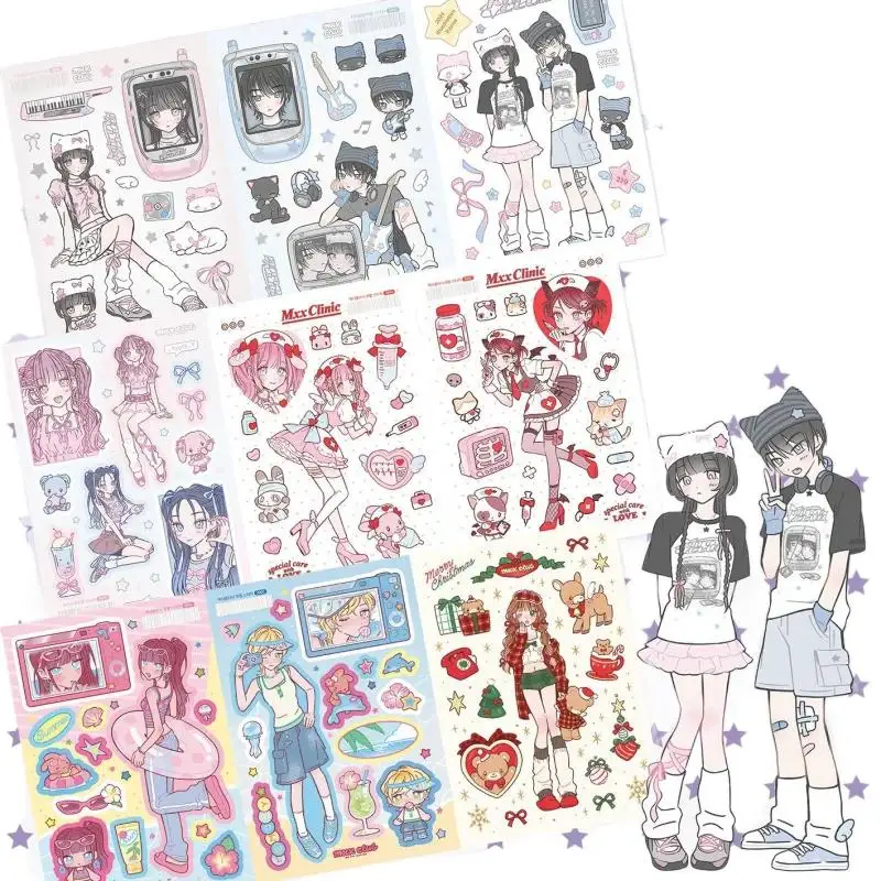 New Korea Cute Sexy Girl Character Stickers Hand Account Diary Notebook Planner Scrapbook Decorative Stickers