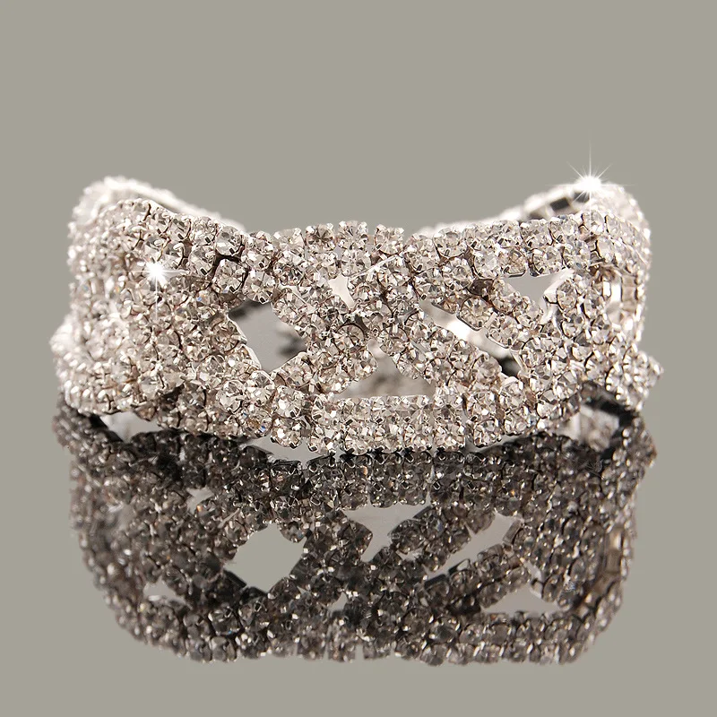 Chic Vibe Fashion Rhinestone Bracelet Silver & Gold S925 Sterling Silver For Women Enhance Daily Fashion Texture