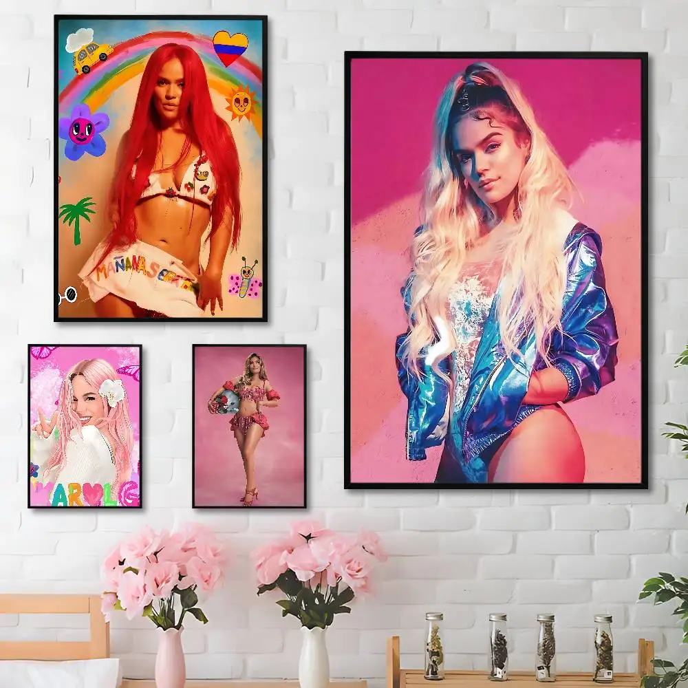 

K-Karol G Tropicoqueta Poster Fancy Wall Sticker for Living room bar retro decorative painting room