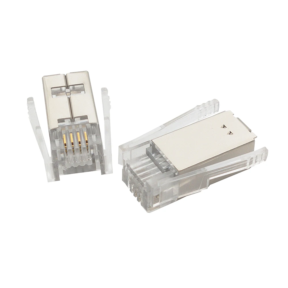 5PCS RJ9 Connector RJ10 4P4C Plug For Medical aviation special equipment connection cable Shrapnel on the side Double shrapnel