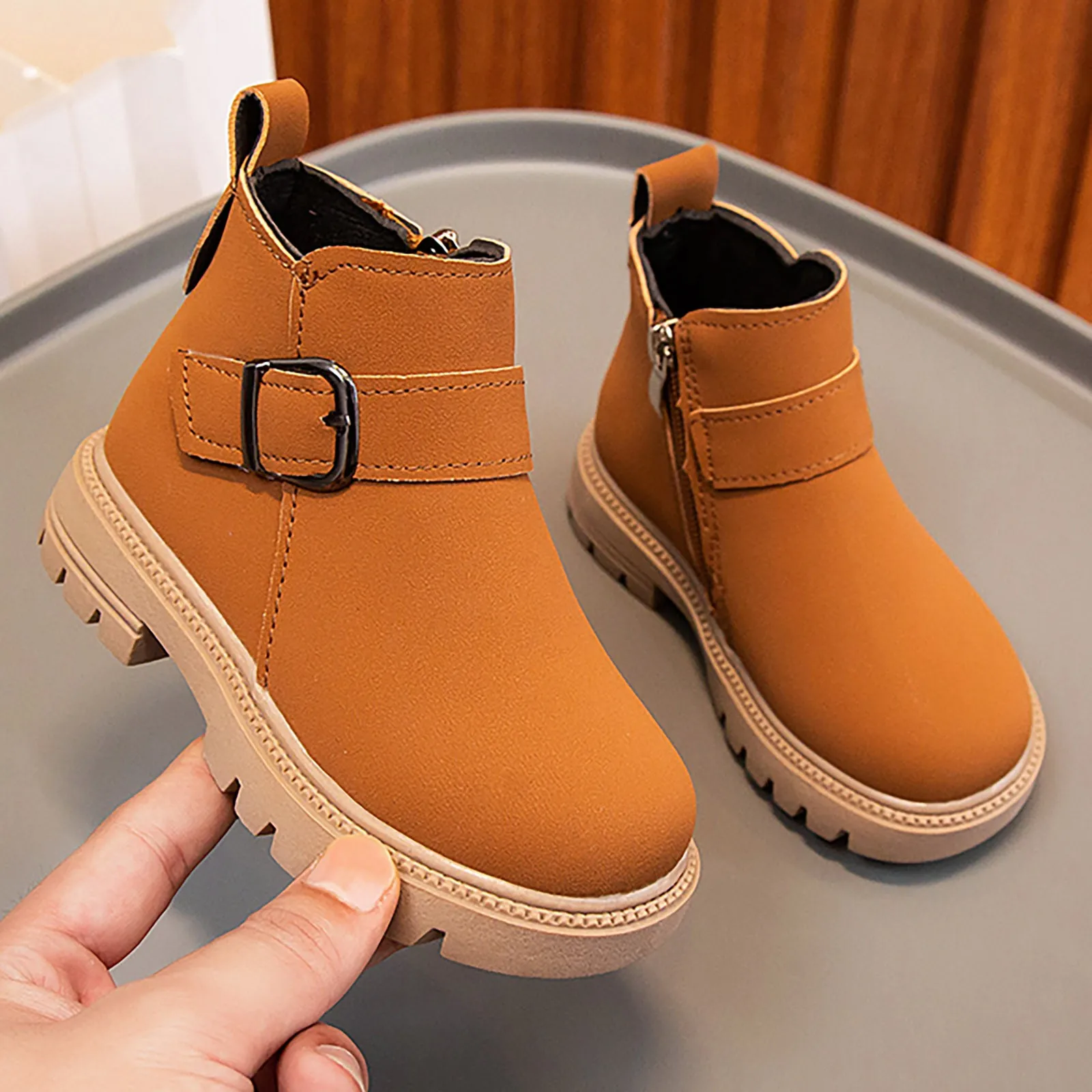 Winter Children Fashion Non-slip Casual Boots New Autumn Girls Ankle Boots Kids School Shoe PU Leather Boys Warm Shoes