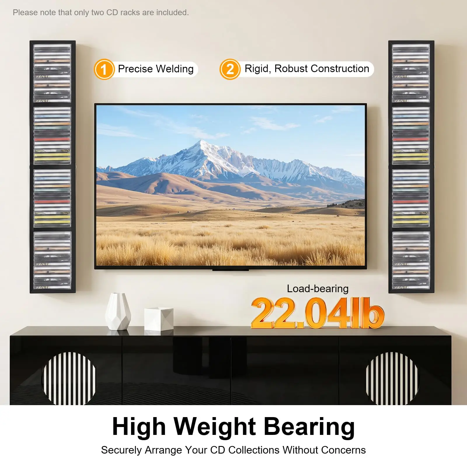 DVD Shelves Wall Mount Media Storage Rack 2Pcs , 34 Inch CD DVD Organizer