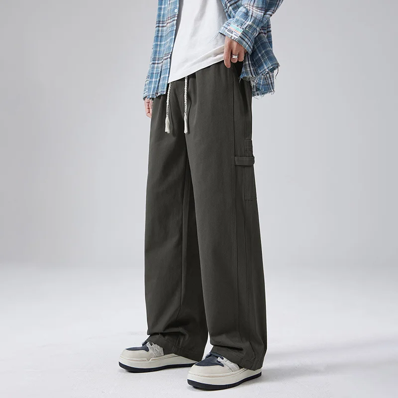BETEBULE Trendy Brand Heavyweight  Color Drawstring Casual Pants Men's American High Street Loose Workwear Sweatpants