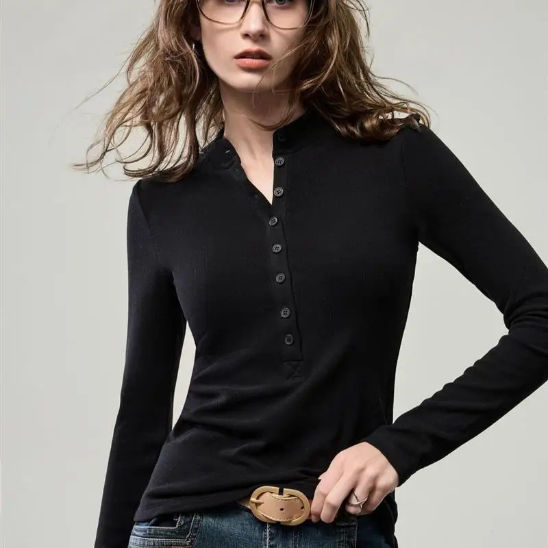 

Женская приталенная футболка Long Sve, повседневный топ, осенний модный женский топ с круглым вырезом Ne Color irt