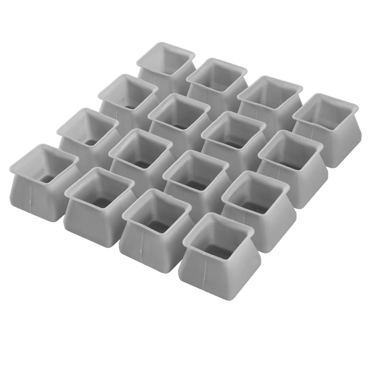 16Pcs Chair Leg Caps Silicone Floor Protector Square Furniture Table Feet Cover Anti-Slip Bottom Chair Pads-Gray