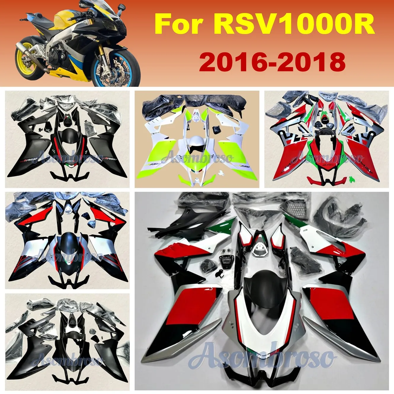 Complete Set Fairing kits Fit for Aprilia RSV4 RSV1000 2016 2017 2018 RSV 1000R RSV4RR  Motorcycle Body Fairings