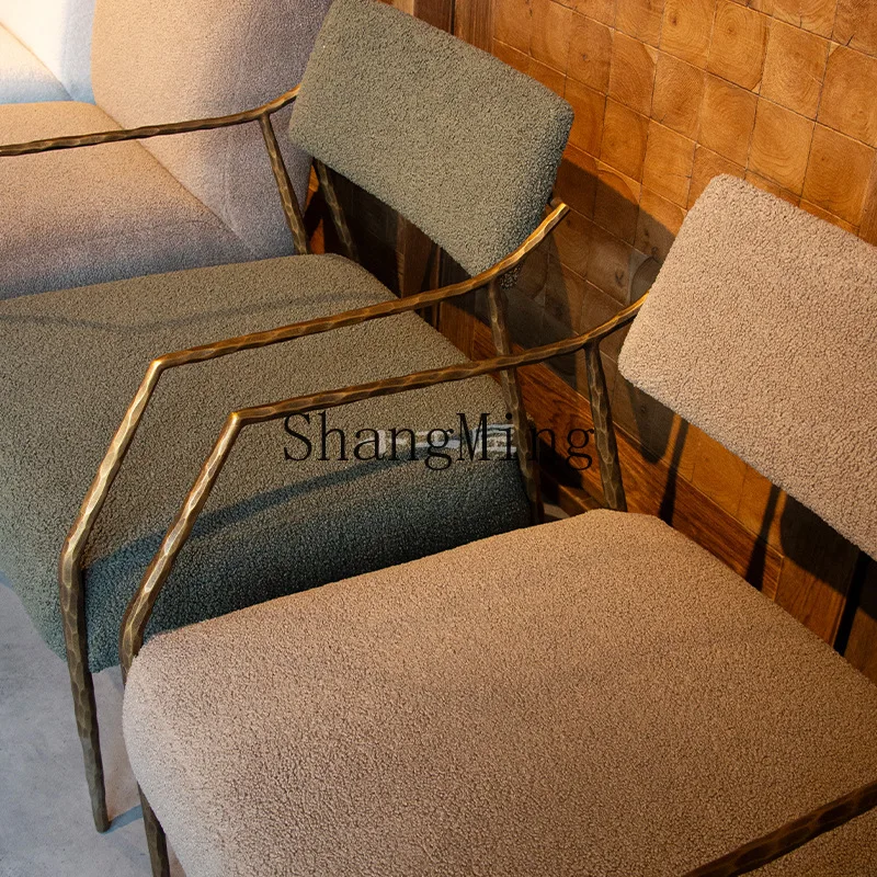 

CL Granular Velvet Forged Armrest Light Luxury Simple Home Backrest Chair for Dining Room and Living Room