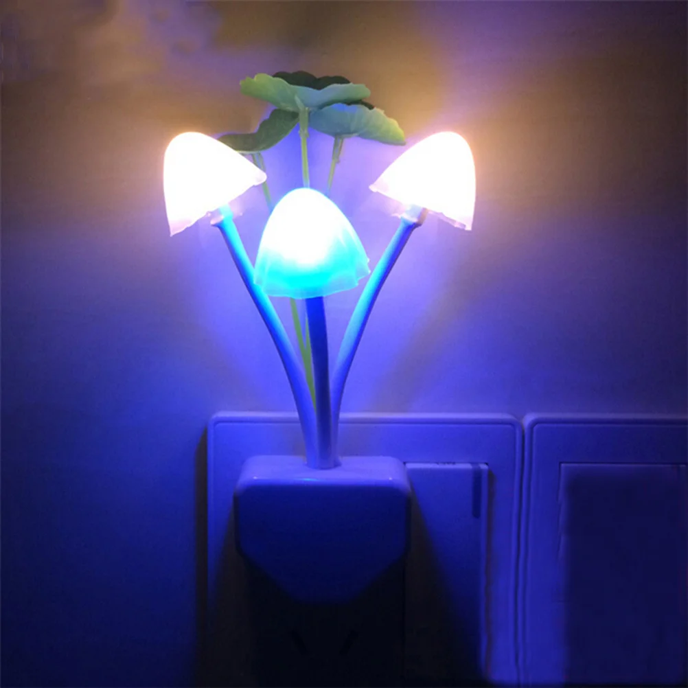 

Led Mushroom Night Light Mini Wall Lamp For Kids Sleeping Auto On At Dark 0.5W Color Changing