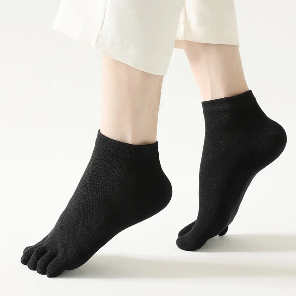 Cotton Men's Five Finger Socks Ankle Hosiery Sports Socks Male Mesh Five Toes Socks Hollow Ultra-thin Toe Separated Socks Men