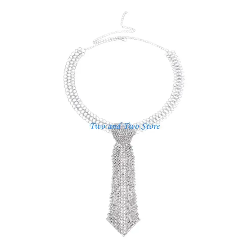

HX6F Fashionable Party Neck Tie Decorative Neckwear Long Necklace Jewelry for Theme Party And Casual Outfit Women Accessory