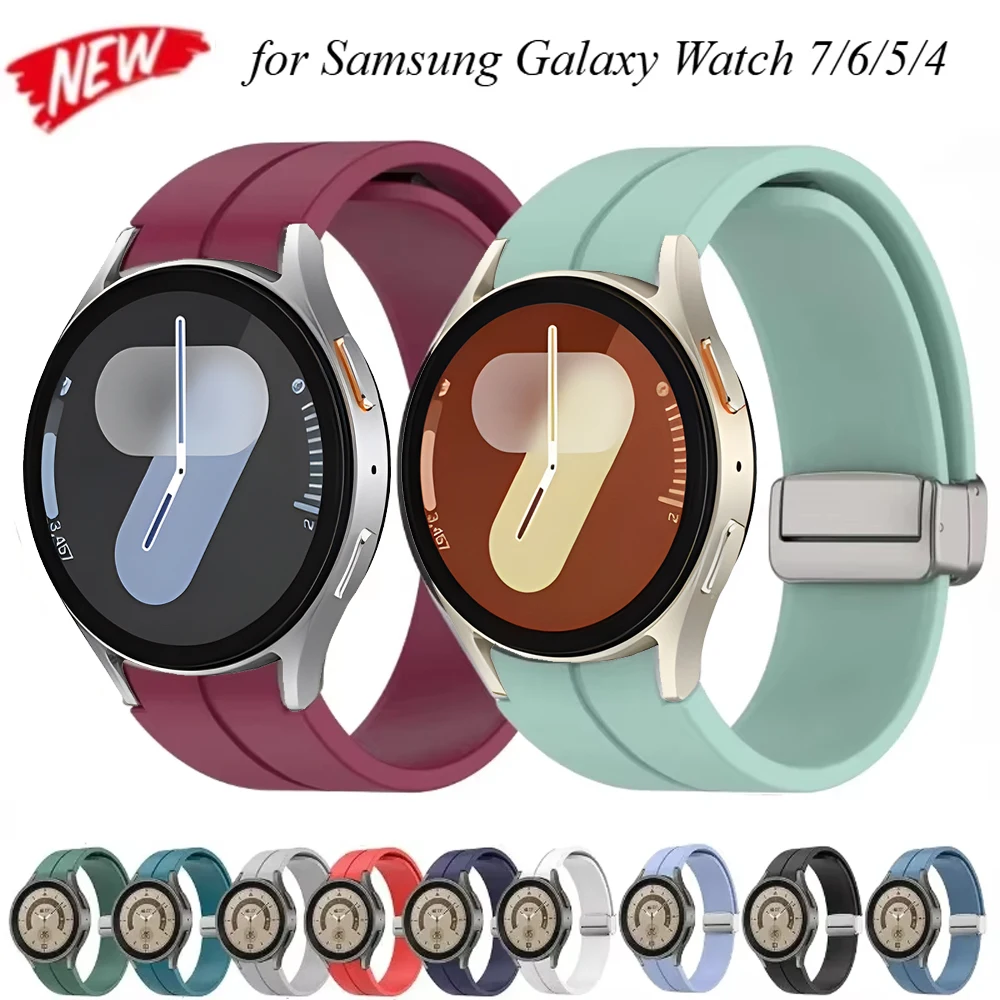 20mm Silicone Strap for Samsung Galaxy Watch 7 6 5 4 5 Pro 40mm 44mm 45mm Magnetic Bracelet for Watch 6 Classic 47mm 43mm Correa