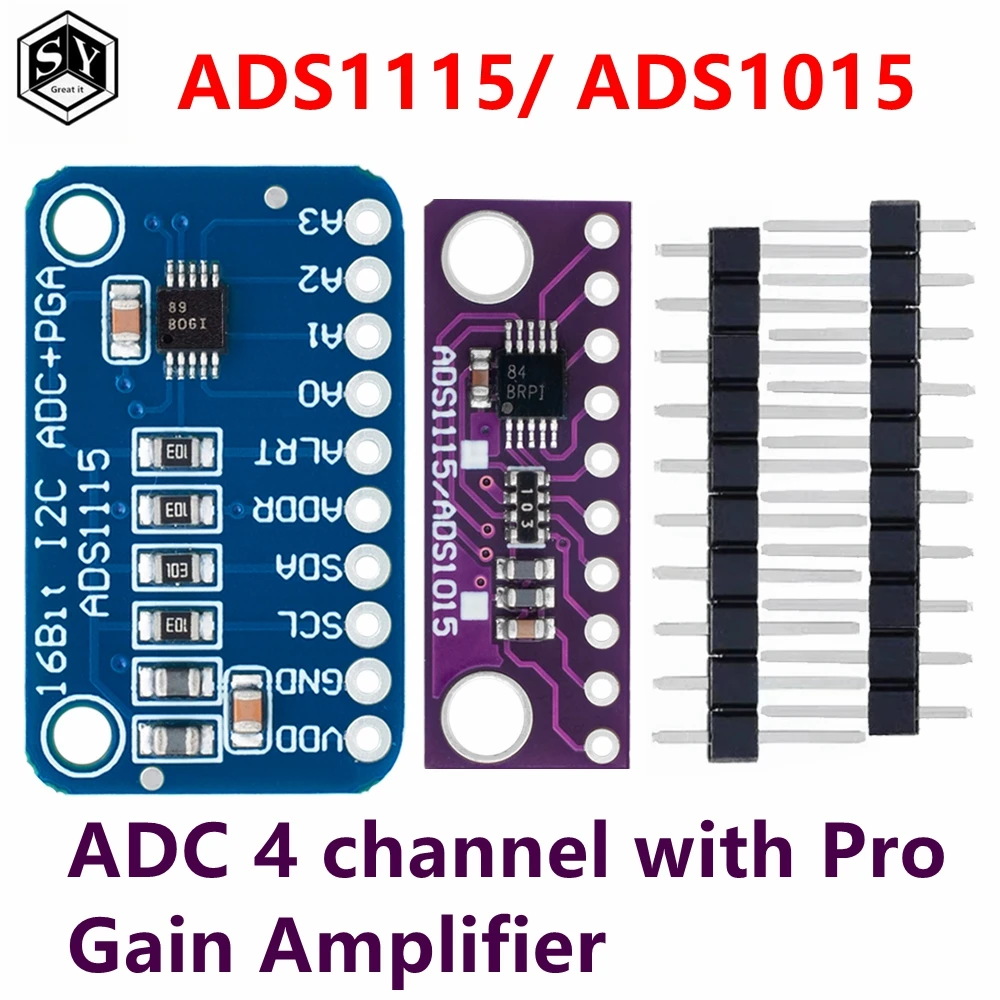 1PCS  16 Bit I2C ADS1115 ads1015  Module ADC 4 channel with Pro Gain Amplifier for Arduino RPi