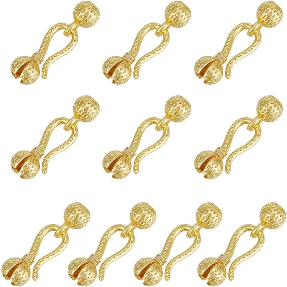 

10Pcs Real Double Crimp Cover Beads with Hook 6.3x4.5x4mm Tone Crimp Beads for DIY Crafting Jewelry