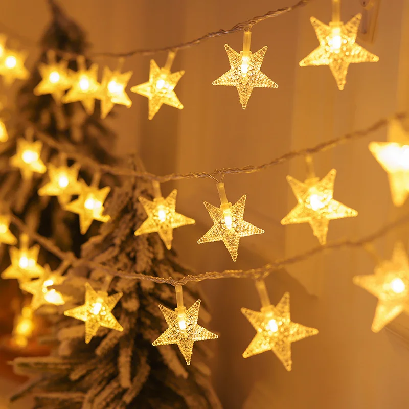 Star LED String Lights para festa, atmosfera interior, decoração de natal, luzes da bateria do quarto, ao ar livre, impermeável, festival, 2023