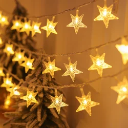 2025 Festival Star LED String Lights Party Indoor Atmosphere Christmas Decoration Room Battery Lights Outdoor Waterproof Outdoor