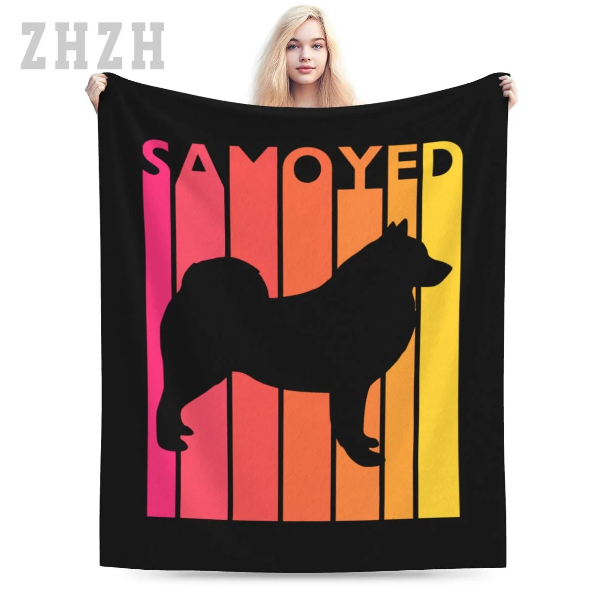 Blanket Samoyed Vintage Dog Samoyed Gift For Dog Lover Flannel Multifunction Outdoor Camping Sofa Cover Keep Warm
