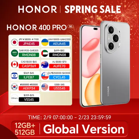 HONOR 400 Pro 5G 12GB+512GB Global Version Smartphone 200MP AI Main Camera 6.7'' AMOLED Screen 6000 mAh 100W Wired 50W Wireless