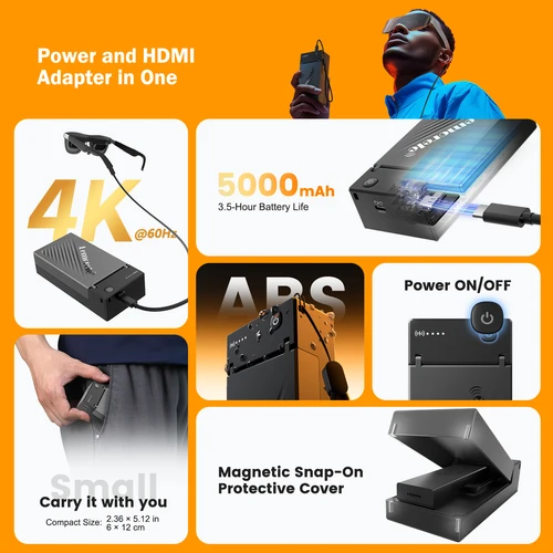 Imagen 2 del producto Lemorele 4K AR gafas adaptador HDMI a tipo C AR gafas convertidor de carga adaptador de vídeo con batería TV Stick para Xreal
