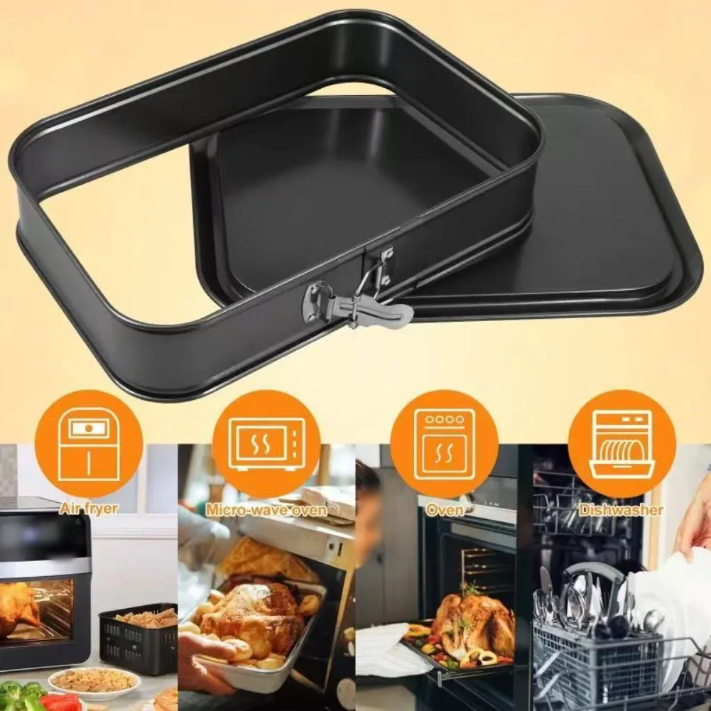 Square Baking Tray Square Cake Pan For Home Baking Removable Bottom Quick-release Latch Deep Sides For Cheesecakes