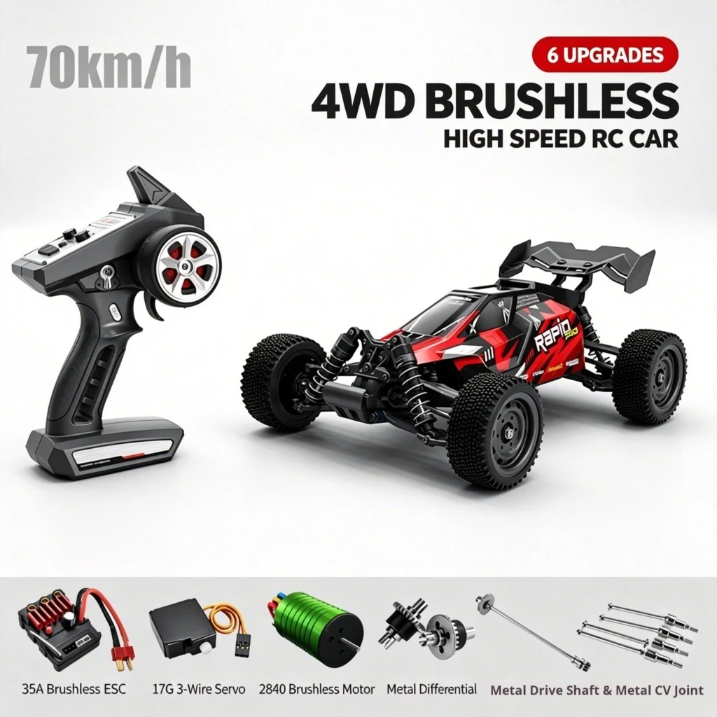 Scy16201pro 1/16 4wd Brushless Rc Buggy 70kmh Offroad Race Car Metal Diff Waterproof Esc 2.4g Remote 7.4v 1500mah Lipo Rc Buggy