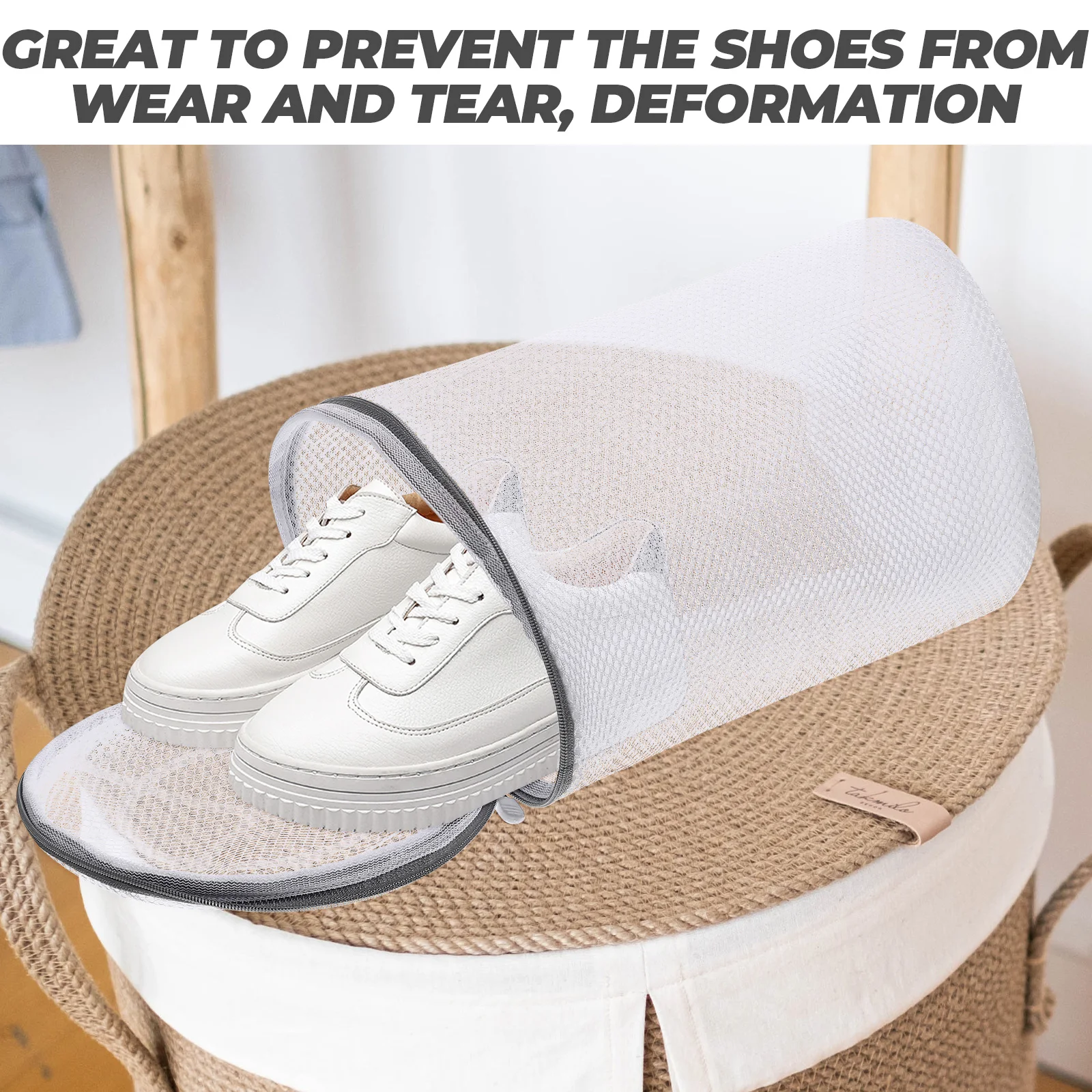 

2 Pcs Shoe Washing Mesh Bag Sneaker Cleaning Net Shoes Laundry Anti-deformation