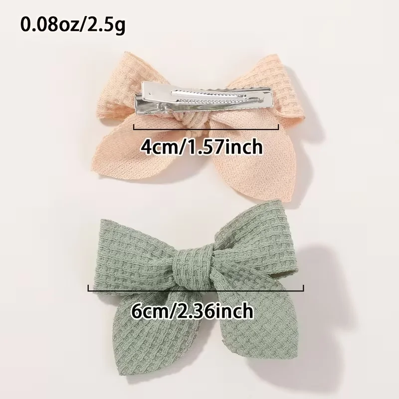 10‑Pack Morandi Color Waffle Fish‑Tail Bow Hair Clips, Girls Hair Accessories