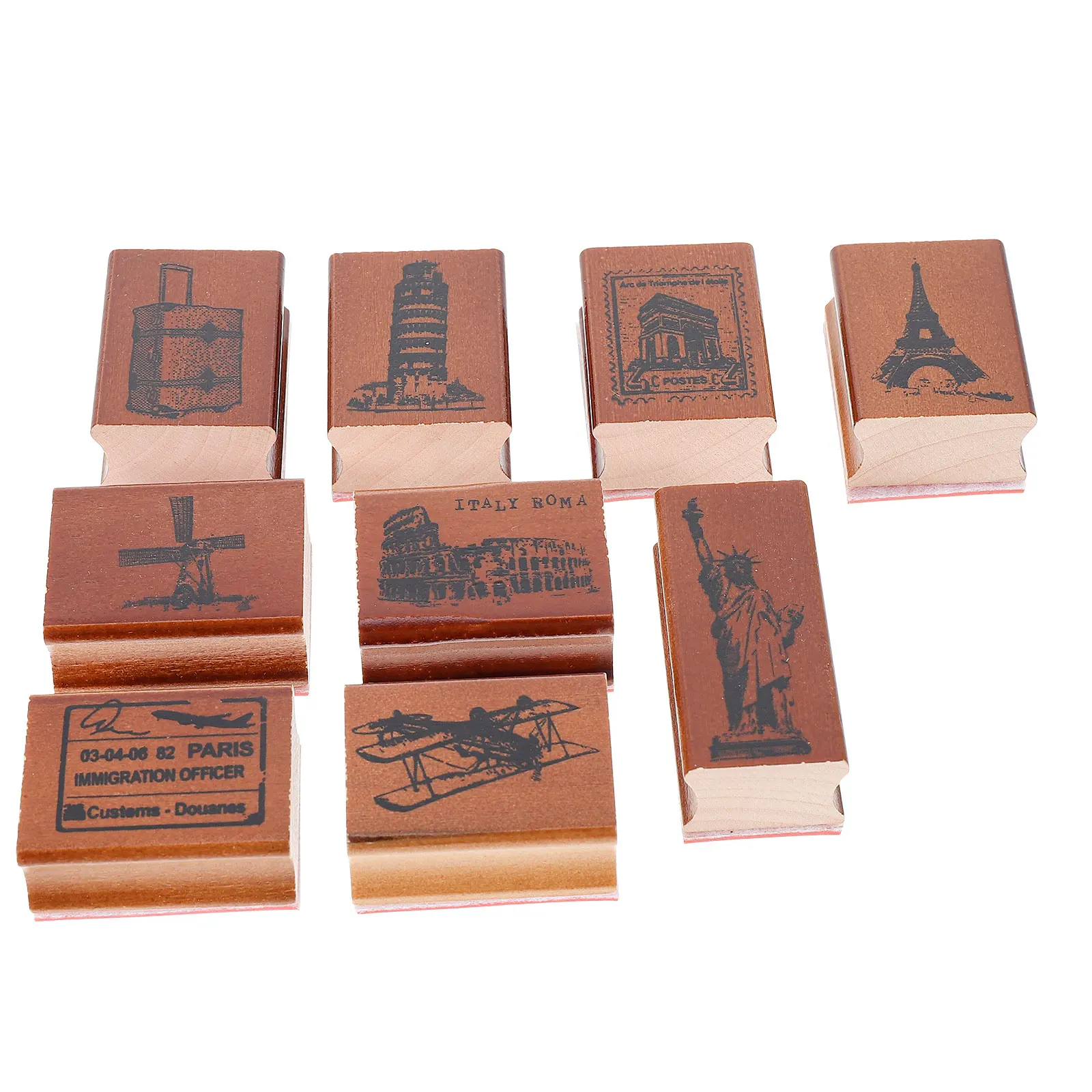 

9 Retro Wooden Seal Stamps for Decorative Printing Craft Lightweight Portable Photo Album Xmas Letter DIY Art Supplies